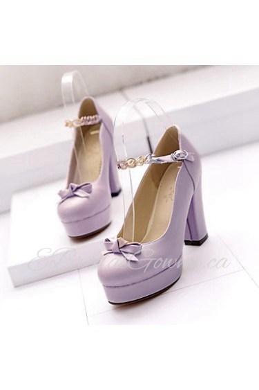 Women's Shoes Tulle/ Chunky Heel Heels/Closed Toe Pumps/Heels Office & Career/Dress/Casual Pink/Purple/White