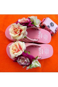 Women's Shoes Fabric Platform Flip Flops Slippers Outdoor / Dress / Casual Black / Pink / White