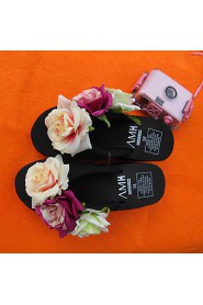 Women's Shoes Fabric Platform Flip Flops Slippers Outdoor / Dress / Casual Black / Pink / White