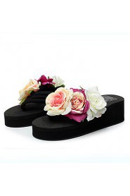 Women's Shoes Fabric Platform Flip Flops Slippers Outdoor / Dress / Casual Black / Pink / White