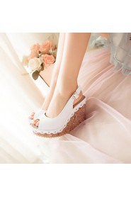 Women's Shoes Heel Wedges / Heels / Peep Toe / Platform Sandals Outdoor / Dress / Casual Blue / Pink / White