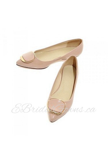 Women's Shoes Patent Leather Flat Heel Ballerina / Pointed Toe Flats Office & Career / Dress / Pink / White / Beige