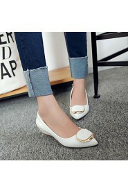 Women's Shoes Patent Leather Flat Heel Ballerina / Pointed Toe Flats Office & Career / Dress / Pink / White / Beige