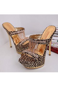 Women's Leather Stiletto Heel Heels/Peep Toe/Platform Sandals/Heels Wedding/Party & Evening/Casual Black/Yellow