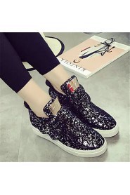 Women's Shoes Leatherette Flat Heel Comfort Fashion Sneakers Outdoor / Casual Black / Silver