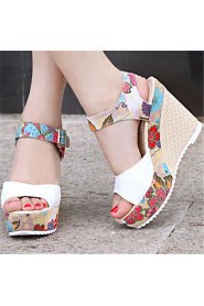 Women's Shoes Wedge Heel Open Toe Sandals Dress Blue/Pink/White/Beige