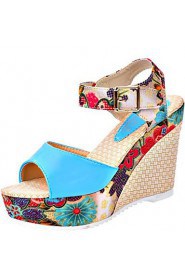 Women's Shoes Wedge Heel Open Toe Sandals Dress Blue/Pink/White/Beige