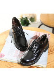 Women's Shoes Low Heel Round Toe Oxfords Casual Black/Red