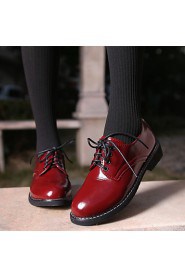 Women's Shoes Low Heel Round Toe Oxfords Casual Black/Red