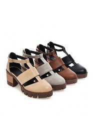 Women's Shoes Chunky Heel Heels / Platform Heels Casual Black / Brown / Gray / Almond