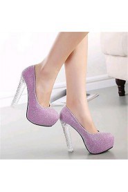 Women's Shoes Leatherette Stiletto Heel Heels Heels Wedding / Party & Evening Pink / Silver