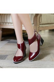 Women's Shoes Leatherette Chunky Heel Heels Heels Party & Evening / Dress / Casual Black / Red / White