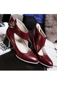 Women's Shoes Leatherette Chunky Heel Heels Heels Party & Evening / Dress / Casual Black / Red / White