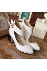 Women's Shoes Leatherette Chunky Heel Heels Heels Party & Evening / Dress / Casual Black / Red / White