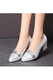 Women's Shoes Customized Materials Chunky Heel Heels / Pointed Toe Heels Office & Career / Dress / Casual Black / Silver