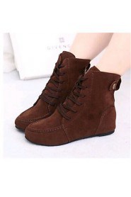 Women's short boots Martin boots PU flats/Outdoor/office&Career/Casual/Yellow Black/ Brown /Red wine