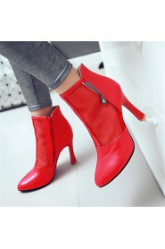 Women's Shoes Leatherette Stiletto Heel Pointed Toe Boots Wedding / Party & Evening / Dress / Casual Black / Red