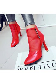 Women's Shoes Leatherette Stiletto Heel Pointed Toe Boots Wedding / Party & Evening / Dress / Casual Black / Red