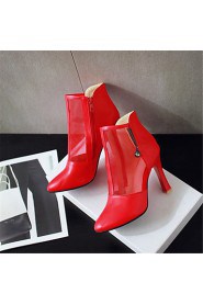 Women's Shoes Leatherette Stiletto Heel Pointed Toe Boots Wedding / Party & Evening / Dress / Casual Black / Red