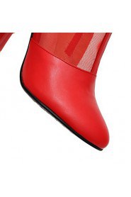 Women's Shoes Leatherette Stiletto Heel Pointed Toe Boots Wedding / Party & Evening / Dress / Casual Black / Red