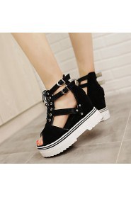 Women's Shoes Platform Wedges/Platform/Creepers/Open Toe Sandals Dress Black/Blue/Red/Almond