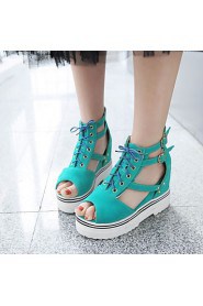 Women's Shoes Platform Wedges/Platform/Creepers/Open Toe Sandals Dress Black/Blue/Red/Almond