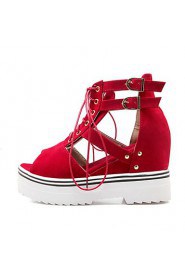 Women's Shoes Platform Wedges/Platform/Creepers/Open Toe Sandals Dress Black/Blue/Red/Almond