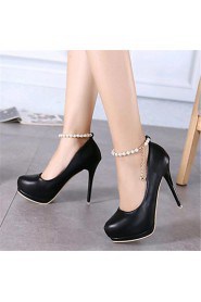 Women's Shoes Leatherette Stiletto Heel Heels Heels Wedding / Party & Evening Black / White