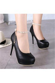 Women's Shoes Leatherette Stiletto Heel Heels Heels Wedding / Party & Evening Black / White