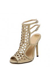 Women's Shoes Leatherette Stiletto Heel Peep Toe / Platform Sandals Dress Black / Gold