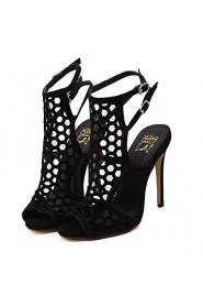 Women's Shoes Leatherette Stiletto Heel Peep Toe / Platform Sandals Dress Black / Gold