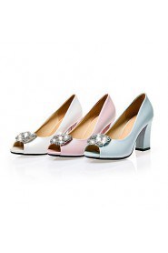 Women's Shoes Chunky Heel Peep Toe / Open Toe Sandals Party & Evening / Dress / Casual Blue / Pink / White