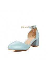 Women's Shoes Chunky Heel D'Orsay & Two-Piece/Round Toe Heels Office & Career/Dress Blue/Pink/White