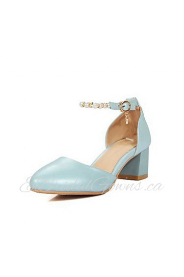 Women's Shoes Chunky Heel D'Orsay & Two-Piece/Round Toe Heels Office & Career/Dress Blue/Pink/White