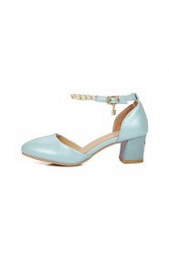 Women's Shoes Chunky Heel D'Orsay & Two-Piece/Round Toe Heels Office & Career/Dress Blue/Pink/White