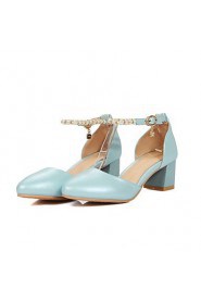 Women's Shoes Chunky Heel D'Orsay & Two-Piece/Round Toe Heels Office & Career/Dress Blue/Pink/White