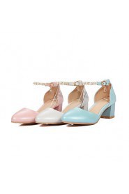 Women's Shoes Chunky Heel D'Orsay & Two-Piece/Round Toe Heels Office & Career/Dress Blue/Pink/White