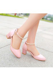 Women's Shoes Chunky Heel D'Orsay & Two-Piece/Round Toe Heels Office & Career/Dress Blue/Pink/White