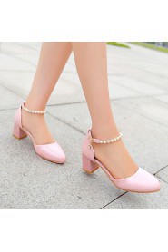 Women's Shoes Chunky Heel D'Orsay & Two-Piece/Round Toe Heels Office & Career/Dress Blue/Pink/White