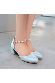 Women's Shoes Chunky Heel D'Orsay & Two-Piece/Round Toe Heels Office & Career/Dress Blue/Pink/White