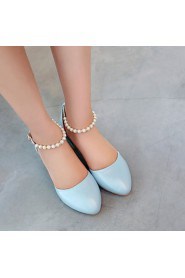 Women's Shoes Chunky Heel D'Orsay & Two-Piece/Round Toe Heels Office & Career/Dress Blue/Pink/White