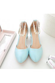 Women's Shoes Chunky Heel D'Orsay & Two-Piece/Round Toe Heels Office & Career/Dress Blue/Pink/White