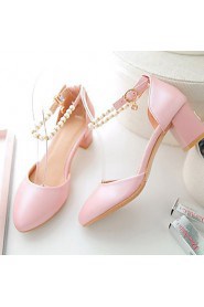 Women's Shoes Chunky Heel D'Orsay & Two-Piece/Round Toe Heels Office & Career/Dress Blue/Pink/White