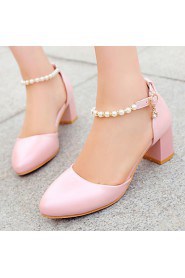 Women's Shoes Chunky Heel D'Orsay & Two-Piece/Round Toe Heels Office & Career/Dress Blue/Pink/White