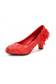 Women's Wedding Shoes Heels / Round Toe / Closed Toe Heels Wedding / Dress Red