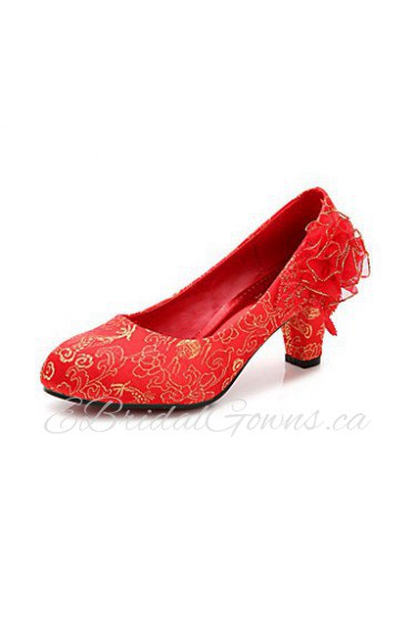 Women's Wedding Shoes Heels / Round Toe / Closed Toe Heels Wedding / Dress Red