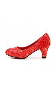 Women's Wedding Shoes Heels / Round Toe / Closed Toe Heels Wedding / Dress Red