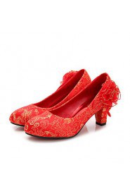 Women's Wedding Shoes Heels / Round Toe / Closed Toe Heels Wedding / Dress Red