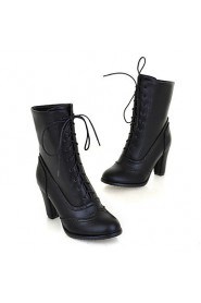 Women's Shoes Round Toe Chunky Heel Ankle Boots wiht Lace-up More Colors available