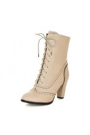 Women's Shoes Round Toe Chunky Heel Ankle Boots wiht Lace-up More Colors available